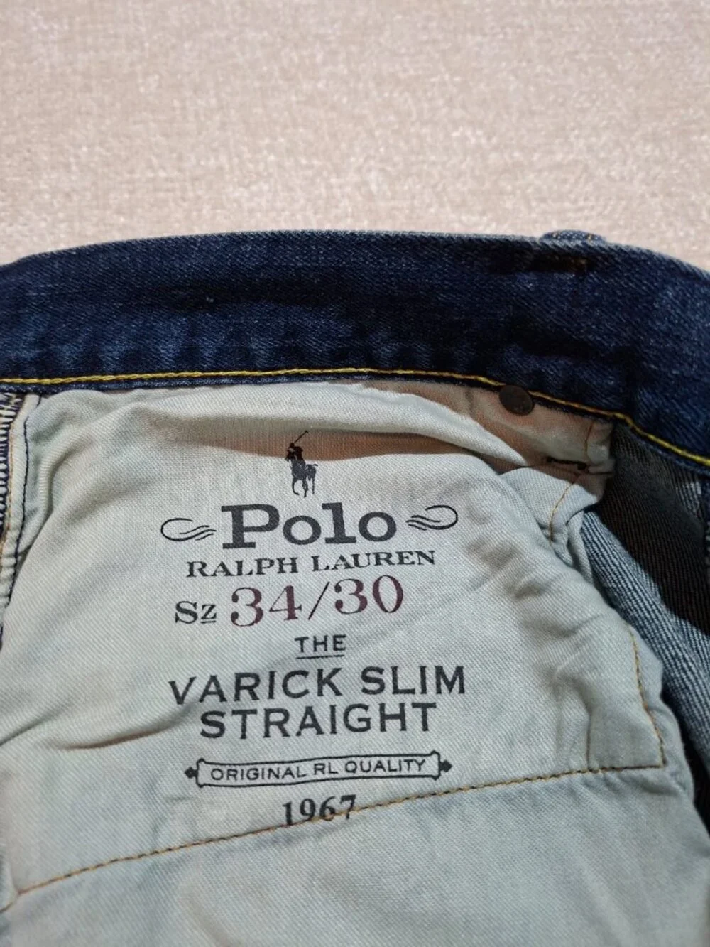 Polo Ralph Lauren Varick Slim Straight Jeans Men 34x30 Stretch Blue Denim